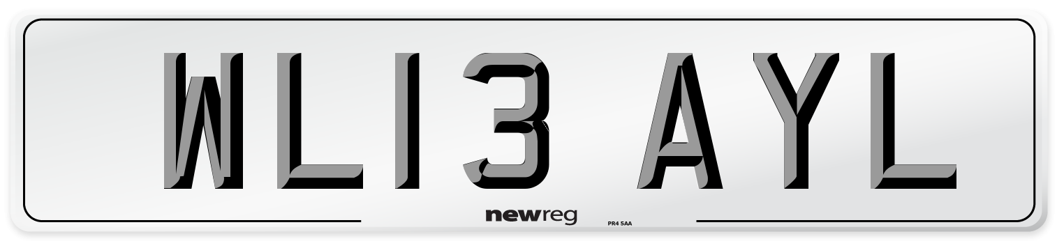 WL13 AYL Number Plate from New Reg